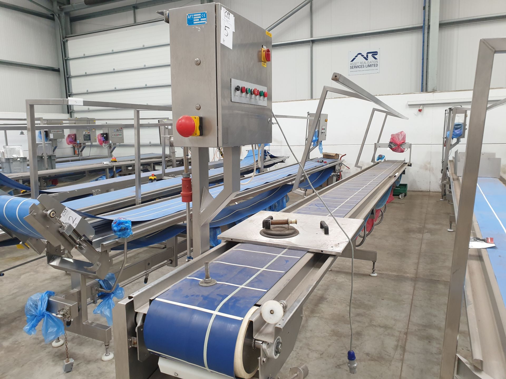 AFT GROTE Continuous Belt Assembly Conveyor with INVERTEC Variable Speed Control