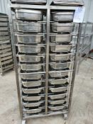 Stainless steel baymarie trolley on wheels with baymaries and lids h,164cm - w,80cm - d,55cm