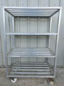 Aluminium 4 tier shelves on wheels