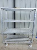 Aluminium 4 tier shelves on wheels