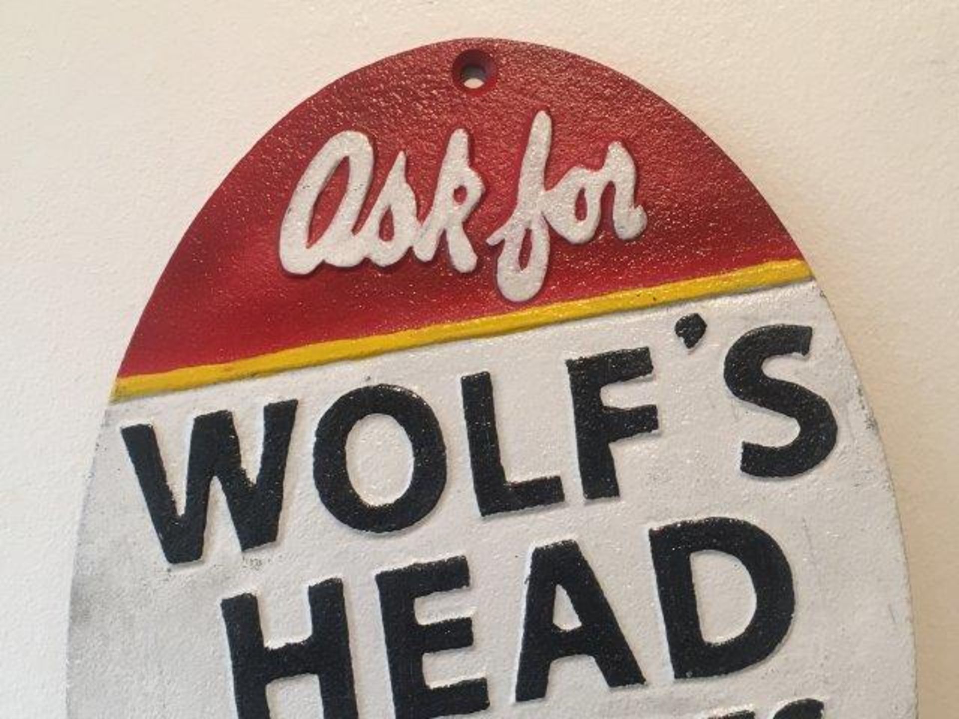 Wolf Head 'Oil & Lubes' Cast Iron Sign - Image 3 of 5