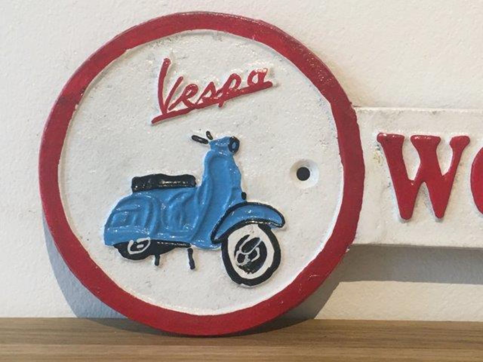 Vespa Cast Iron Workshop Arrow Sign - Image 2 of 3