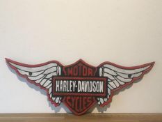 Harley Davidson Motorcycles Cast Iron Wing Sign