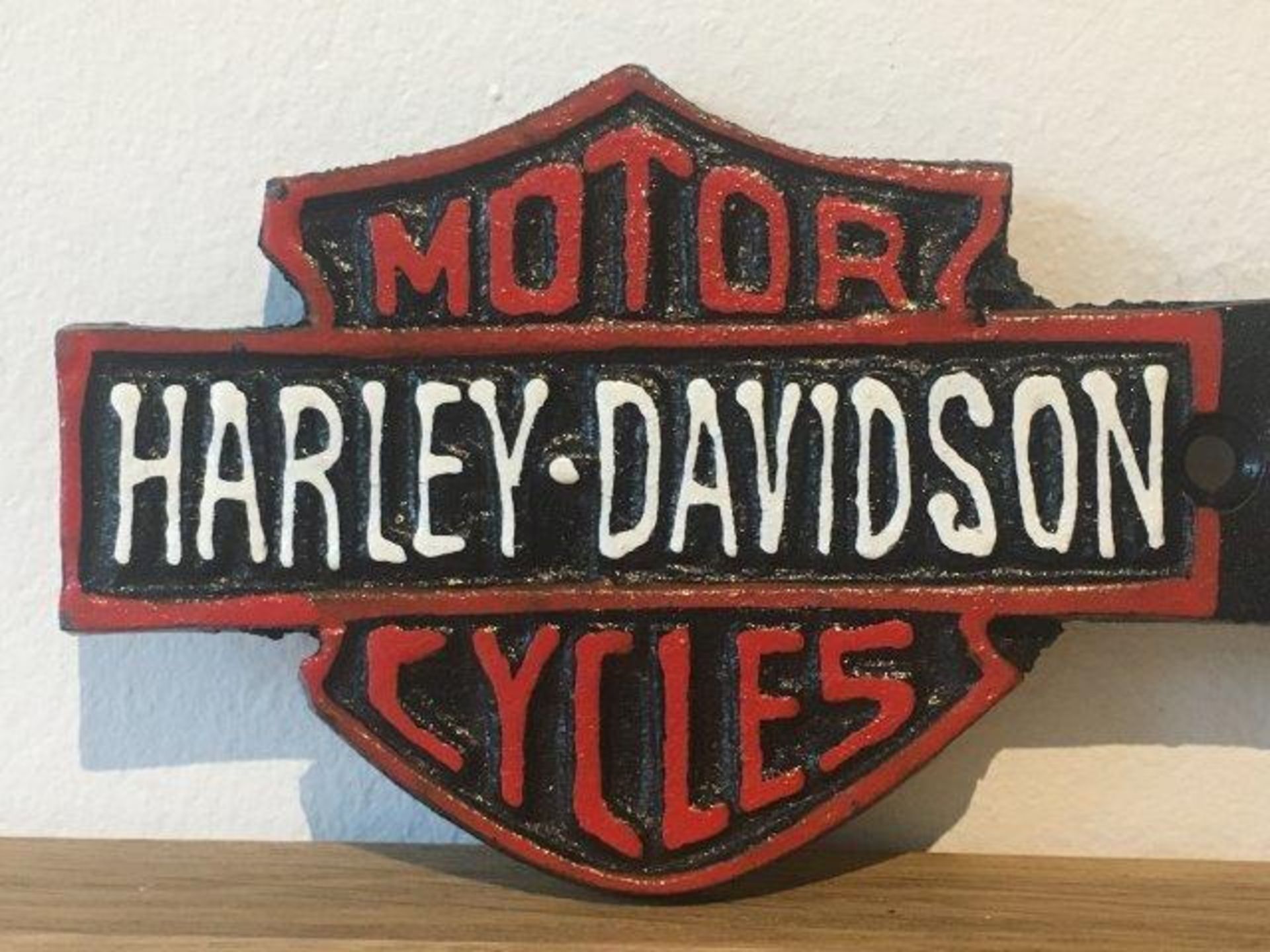 Harley Davidson Motorcycles Cast Iron Garage Arrow Sign - Image 2 of 4