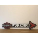 Harley Davidson Motorcycles Cast Iron Workshop Arrow Sign