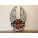 Harley Davidson Motorcycles Cast Iron Tall Wing Sign