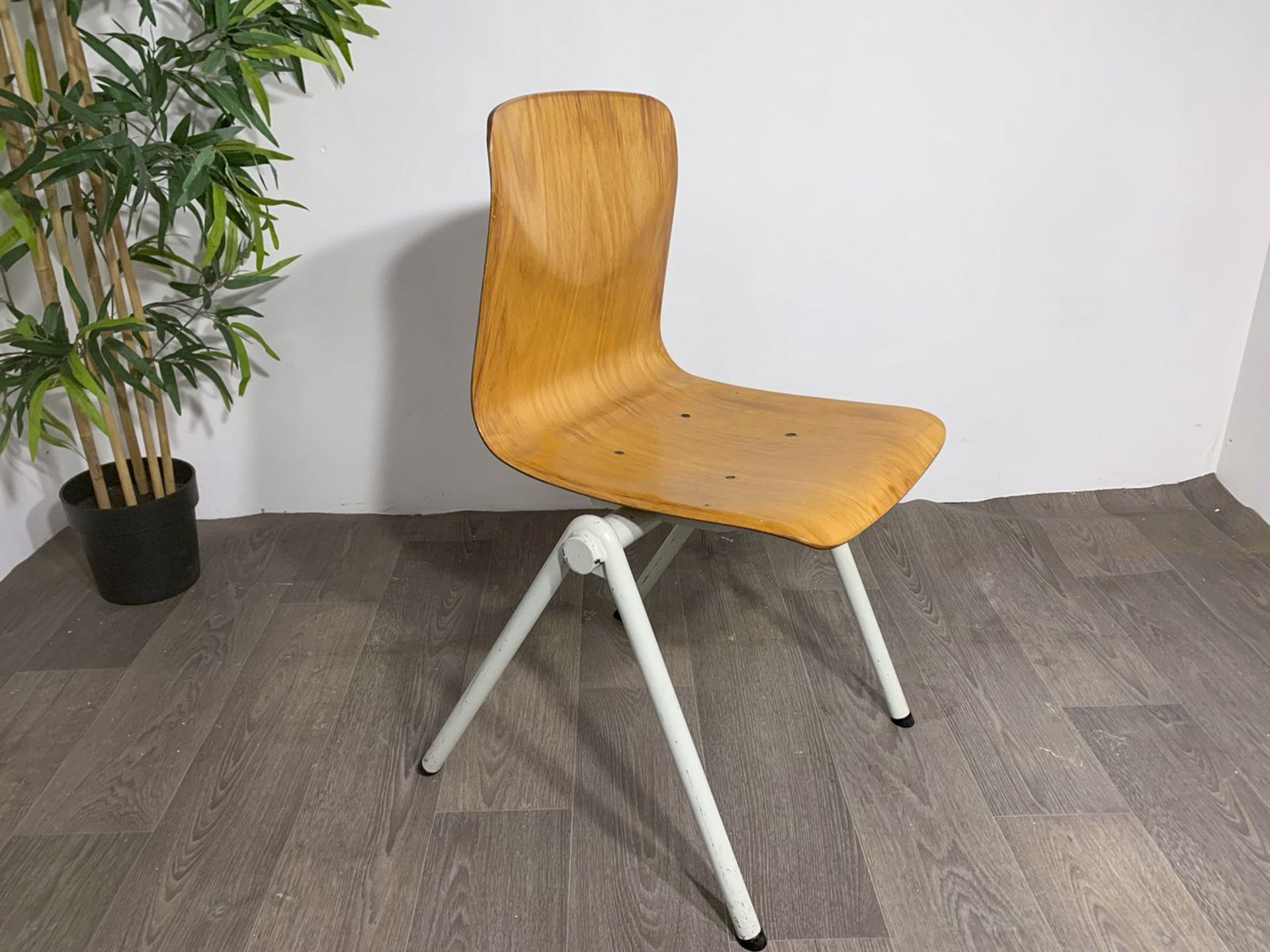 Mid Century Wooden Chair with Steel Legs - Image 6 of 9