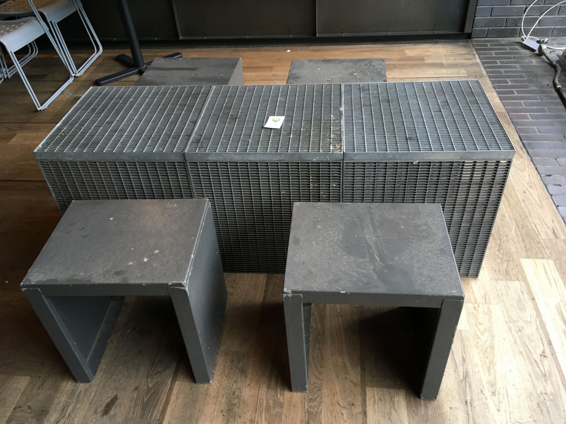 Steel Tables x 3 with Mild Steel Stools x 4 500x500mm