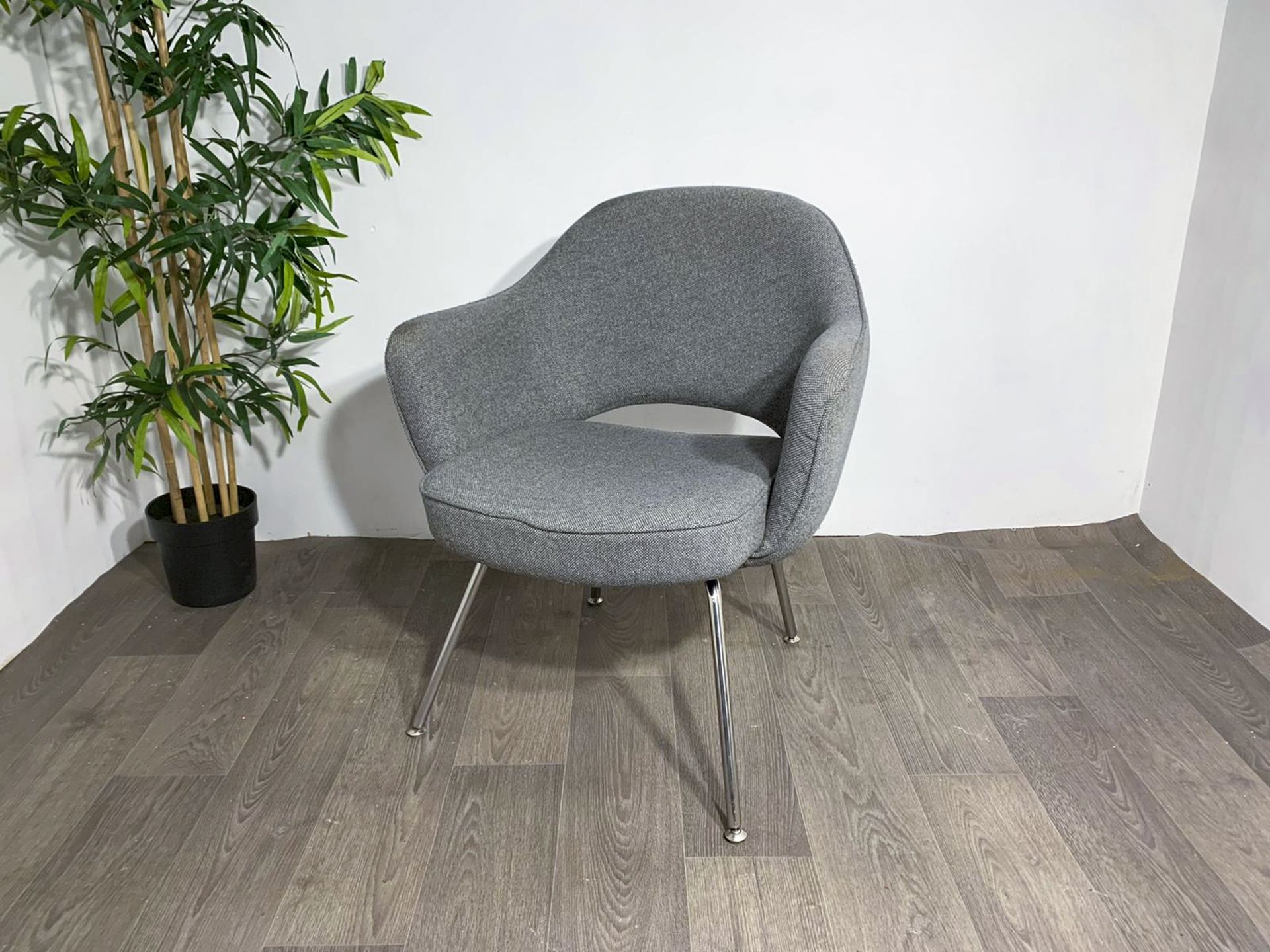 Grey Fabric Commercial Grade Chair with Chrome Legs x2