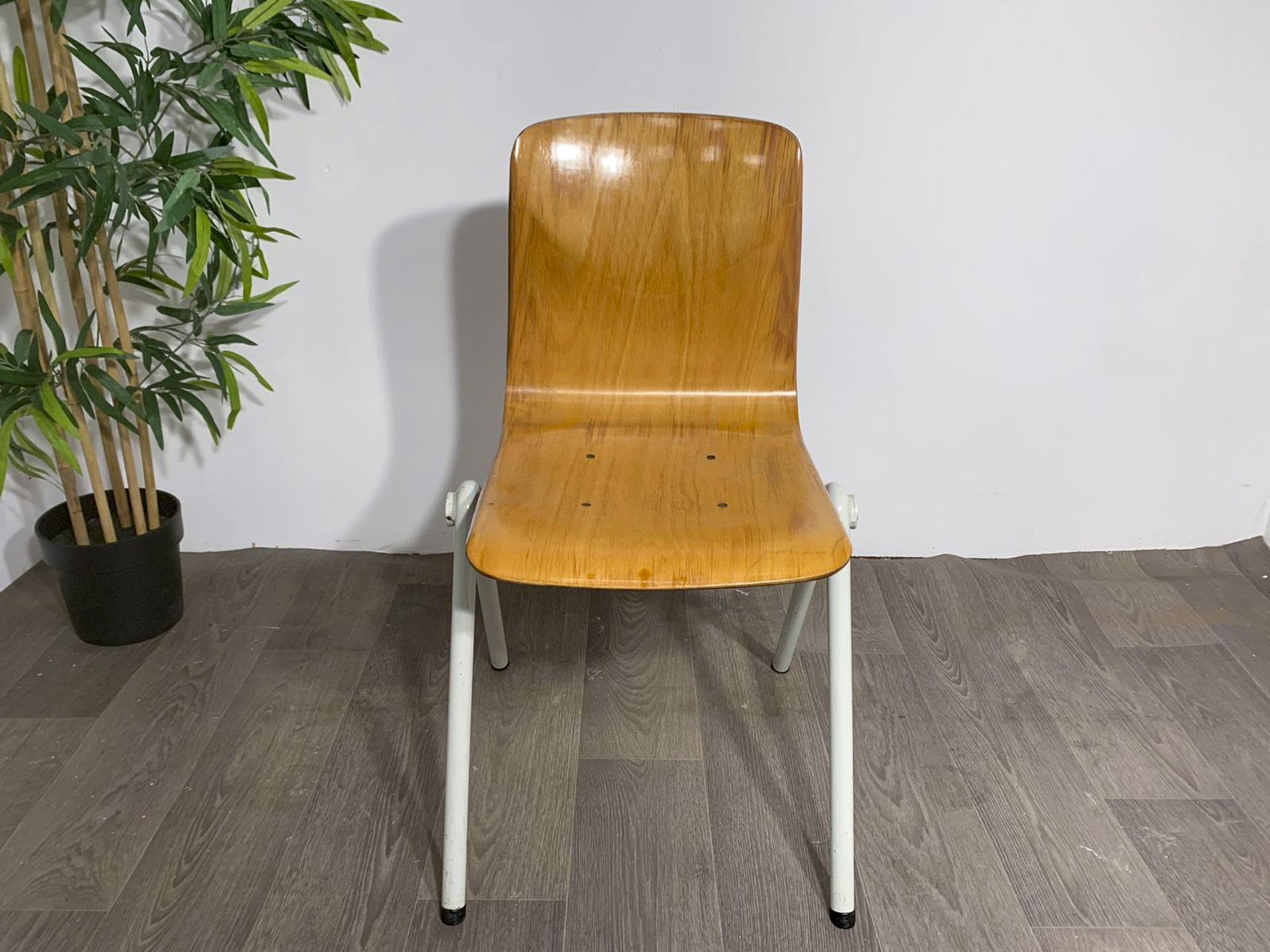 Mid Century Wooden Chair with Steel Legs - Image 7 of 9