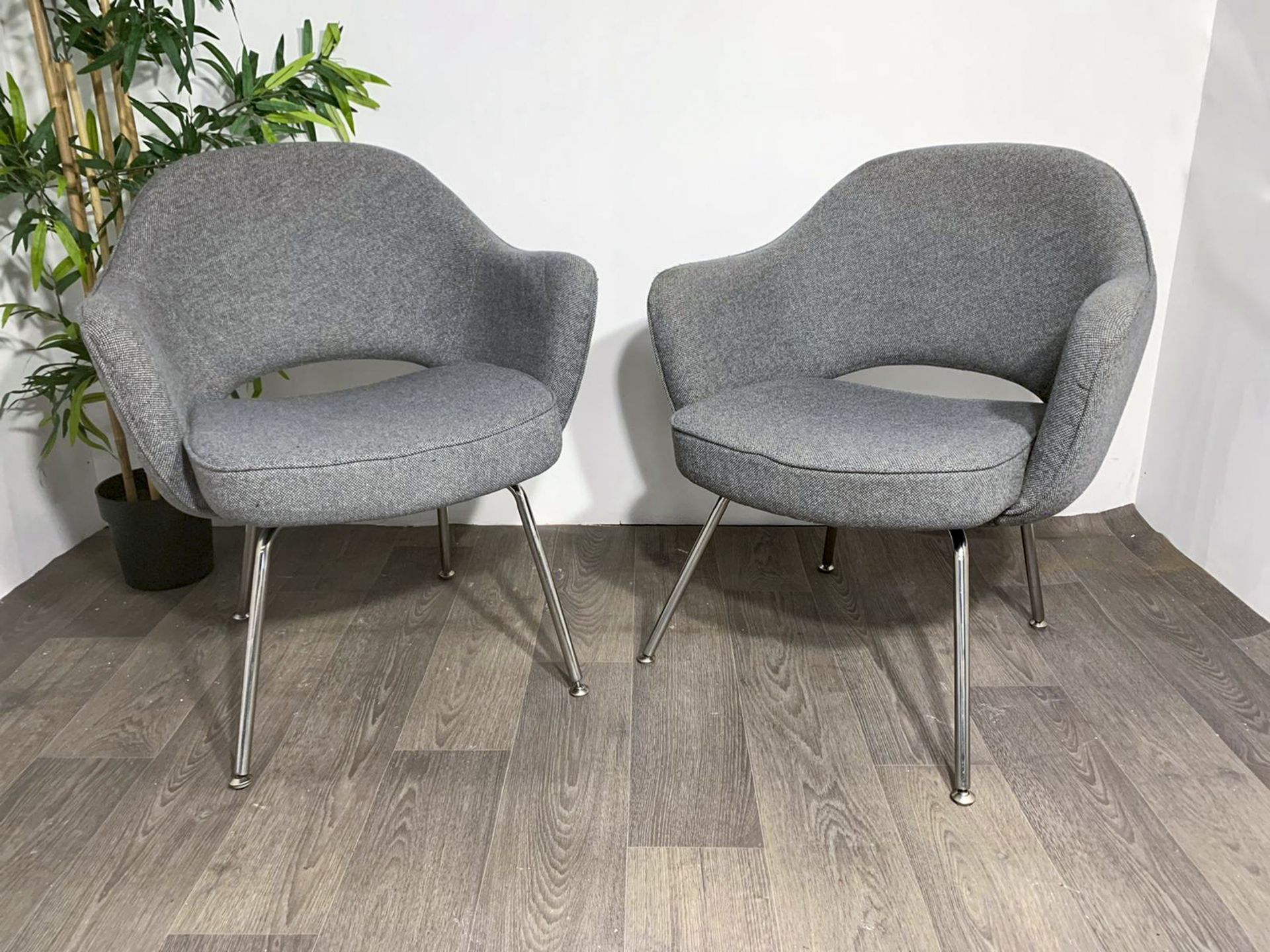 Grey Fabric Commercial Grade Chair with Chrome Legs x2 - Image 6 of 9