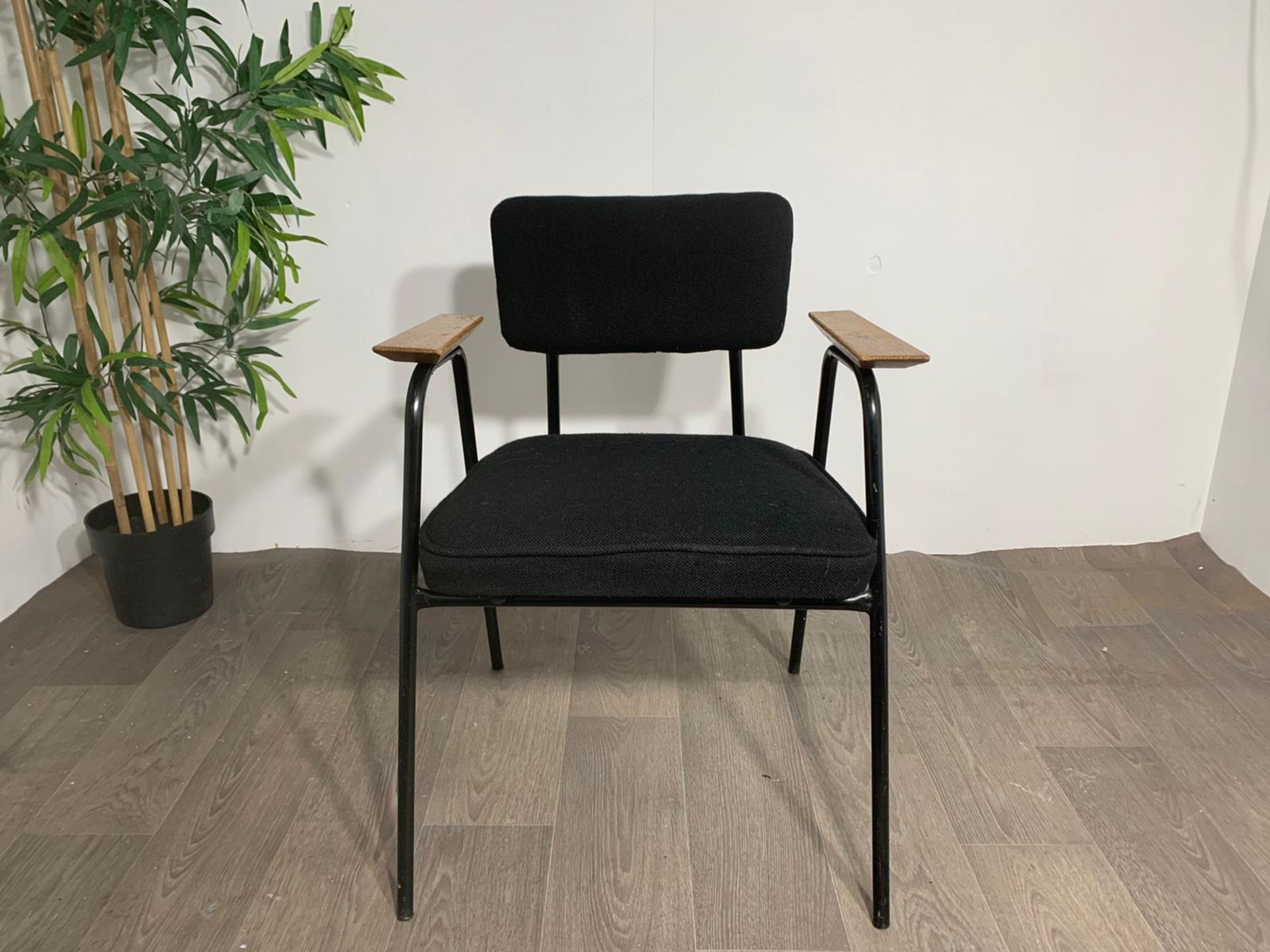 Black Commercial Grade Chair with Wooden Arm Rest - Image 2 of 6