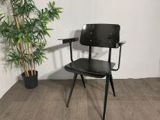 Mid Century Black Wooden Chair with Armrest