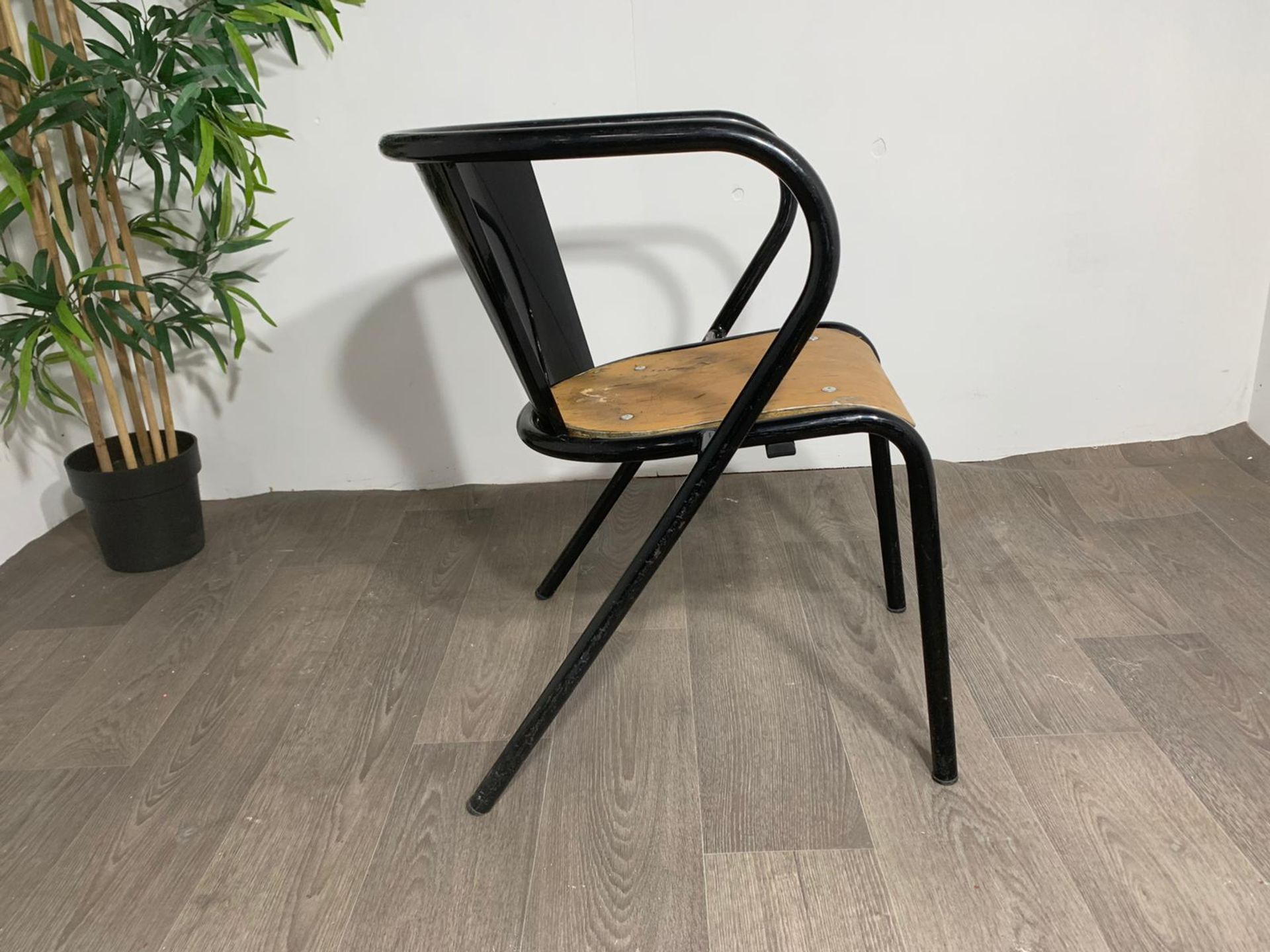 Adico 5008 Black Chair With Wooden Seat - Image 3 of 10