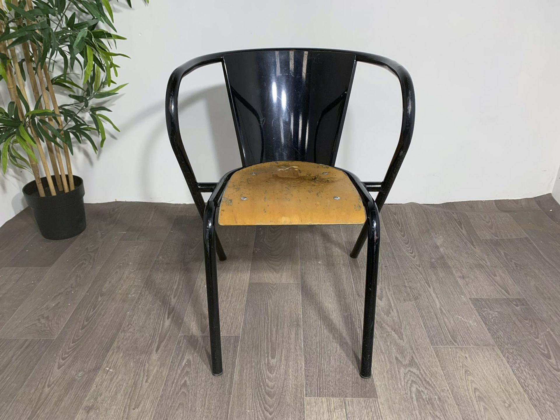 Adico 5008 Black Chair With Wooden Seat - Image 6 of 8