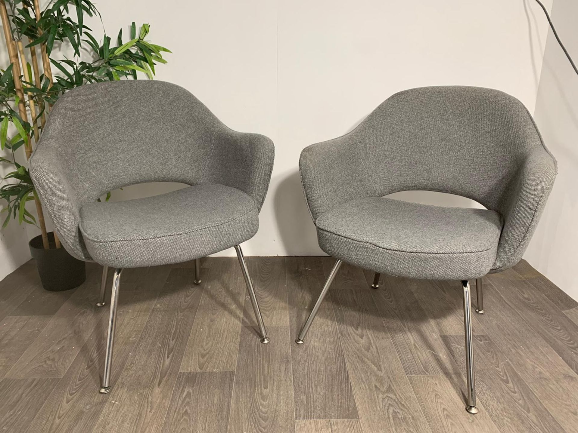 Grey Fabric Commercial Grade Chair with Chrome Legs x2 - Image 6 of 8