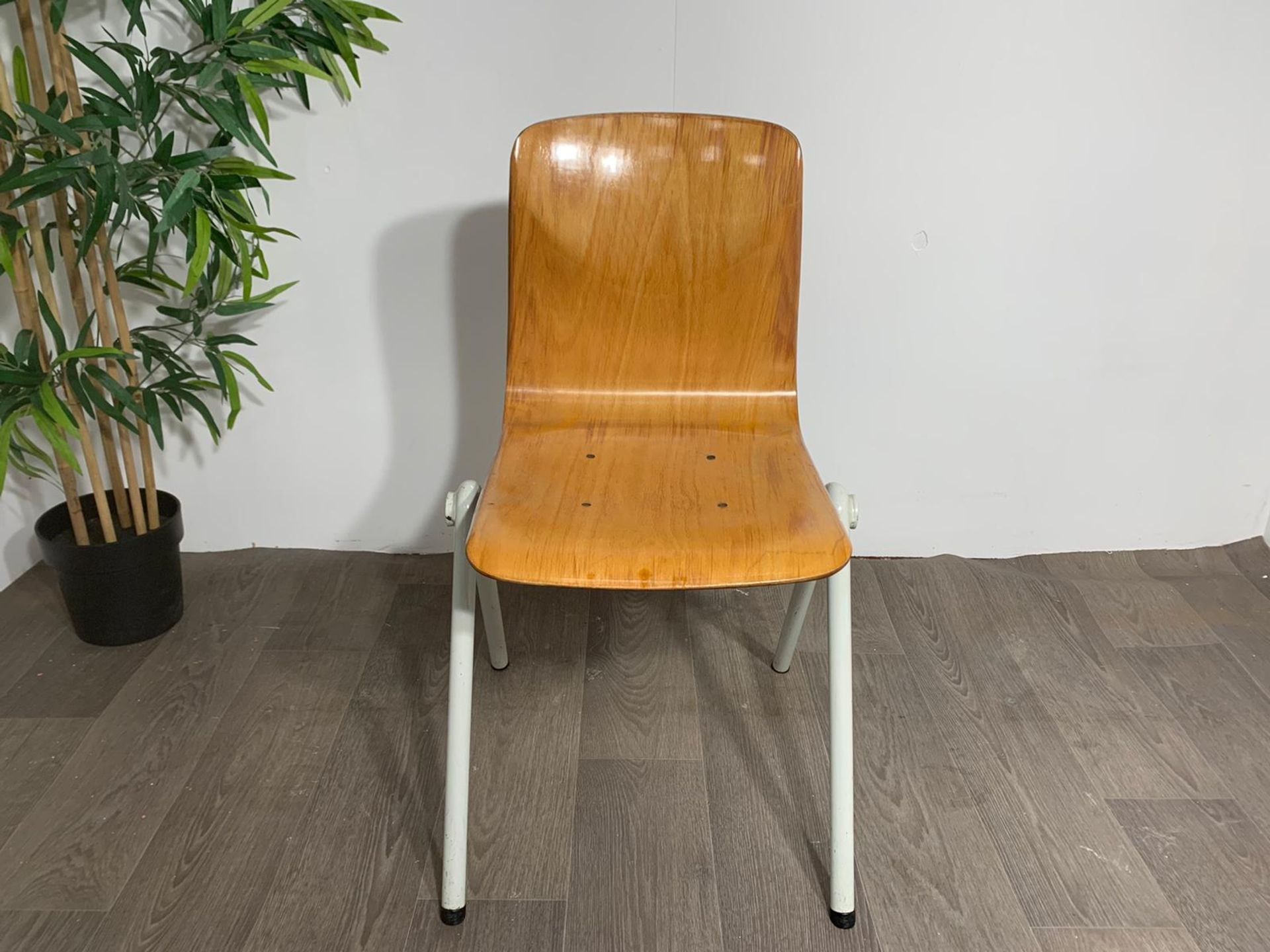 Mid Century Wooden Chair with Steel Legs - Image 10 of 10