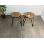 Industrial Style Wooden Stool with Steel Legs x2