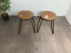 Industrial Style Wooden Stool with Steel Legs x2