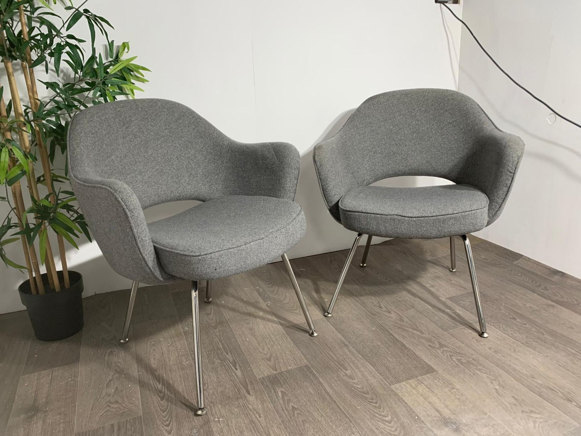 Grey Fabric Commercial Grade Chair with Chrome Legs x2 - Image 4 of 8