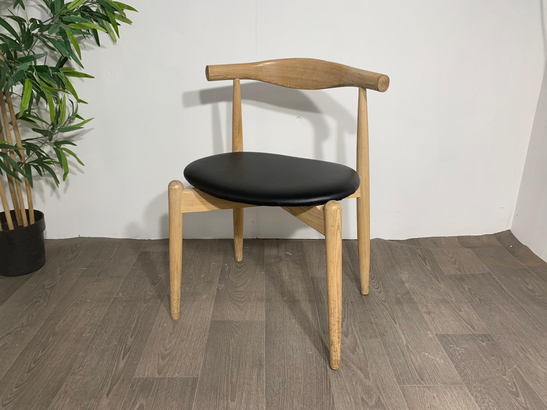 Wooden Chair with Leather Paded Seat