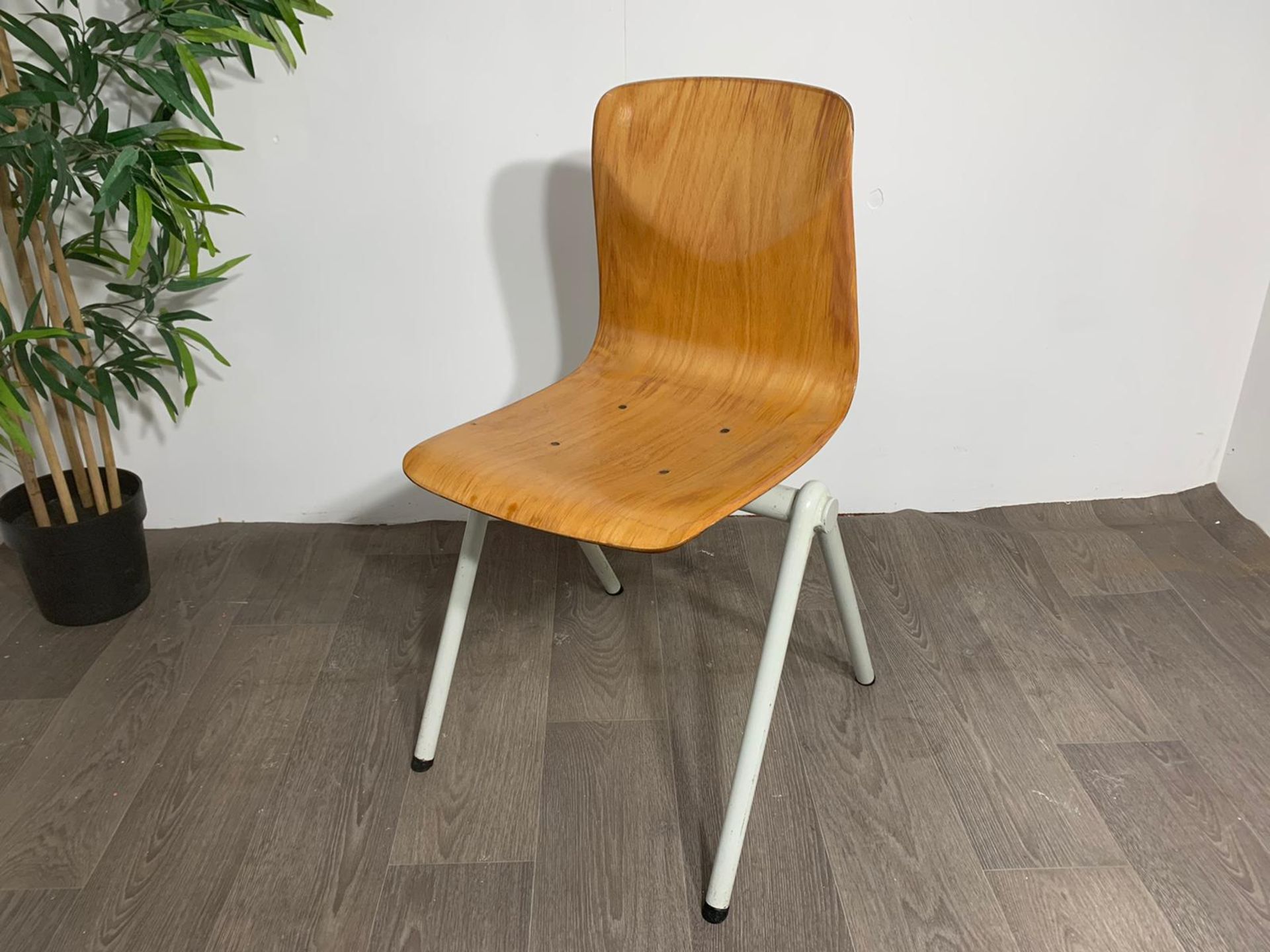 Mid Century Wooden Chair with Steel Legs - Image 9 of 10