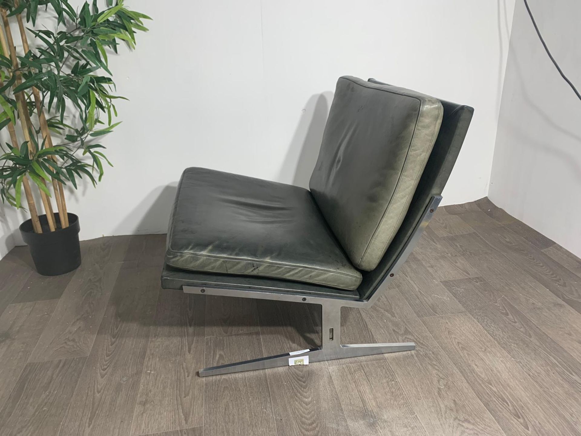 Green Leather Lounge Chair - Image 8 of 12