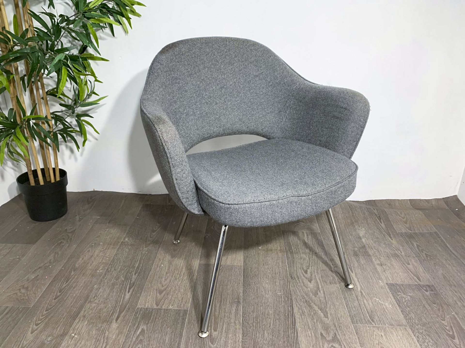 Grey Fabric Commercial Grade Chair with Chrome Legs x2 - Image 4 of 9