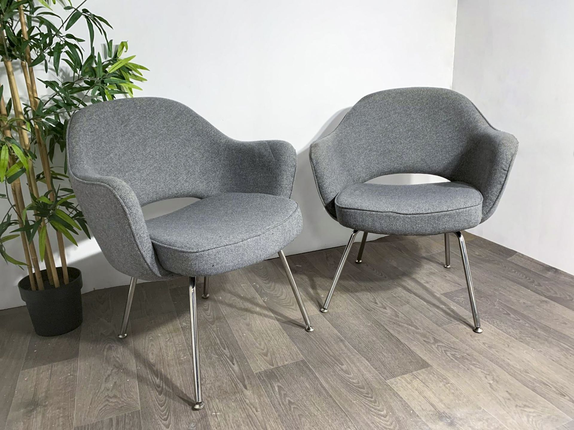 Grey Fabric Commercial Grade Chair with Chrome Legs x2 - Image 7 of 8