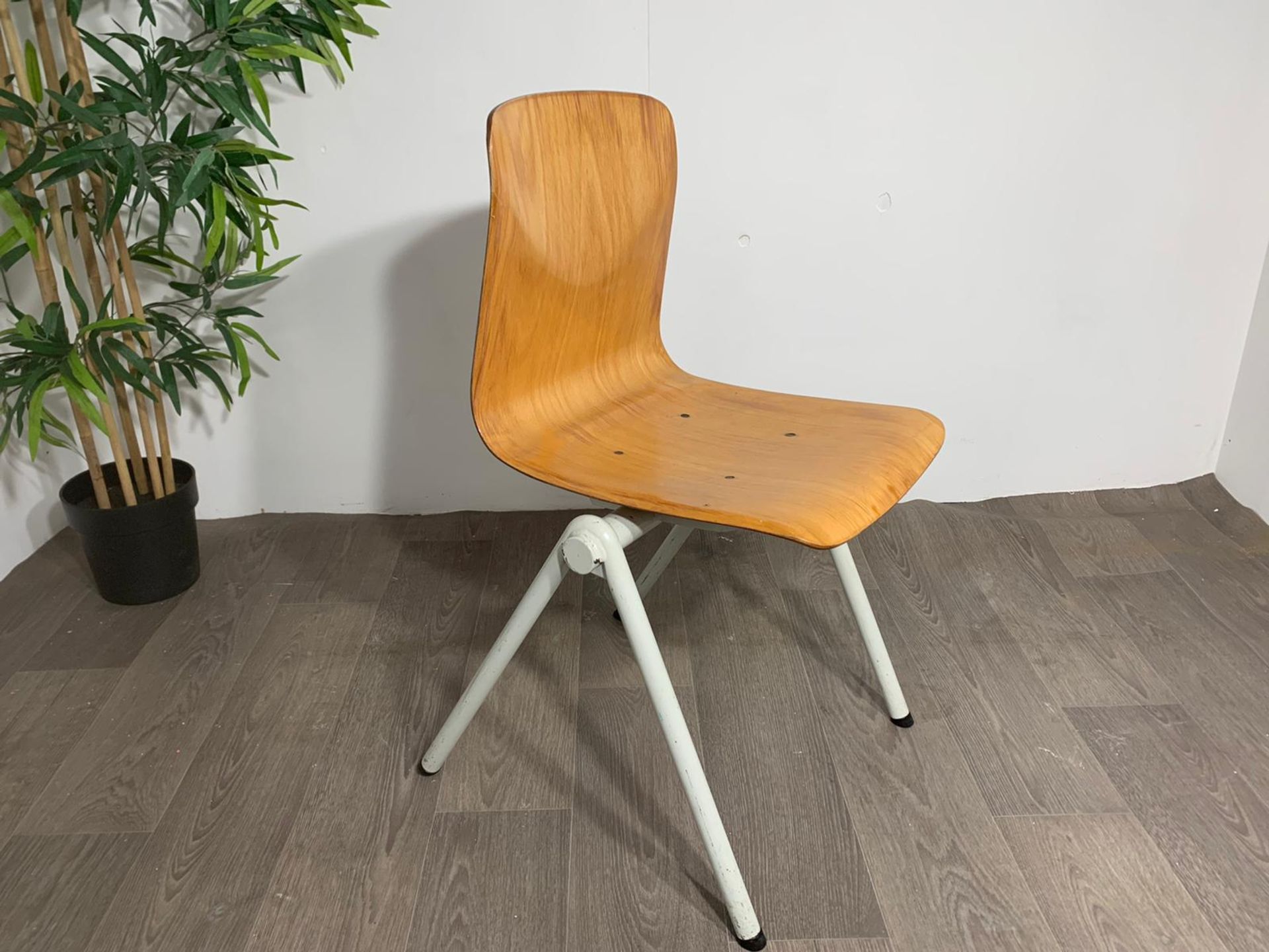 Mid Century Wooden Chair with Steel Legs - Image 2 of 10