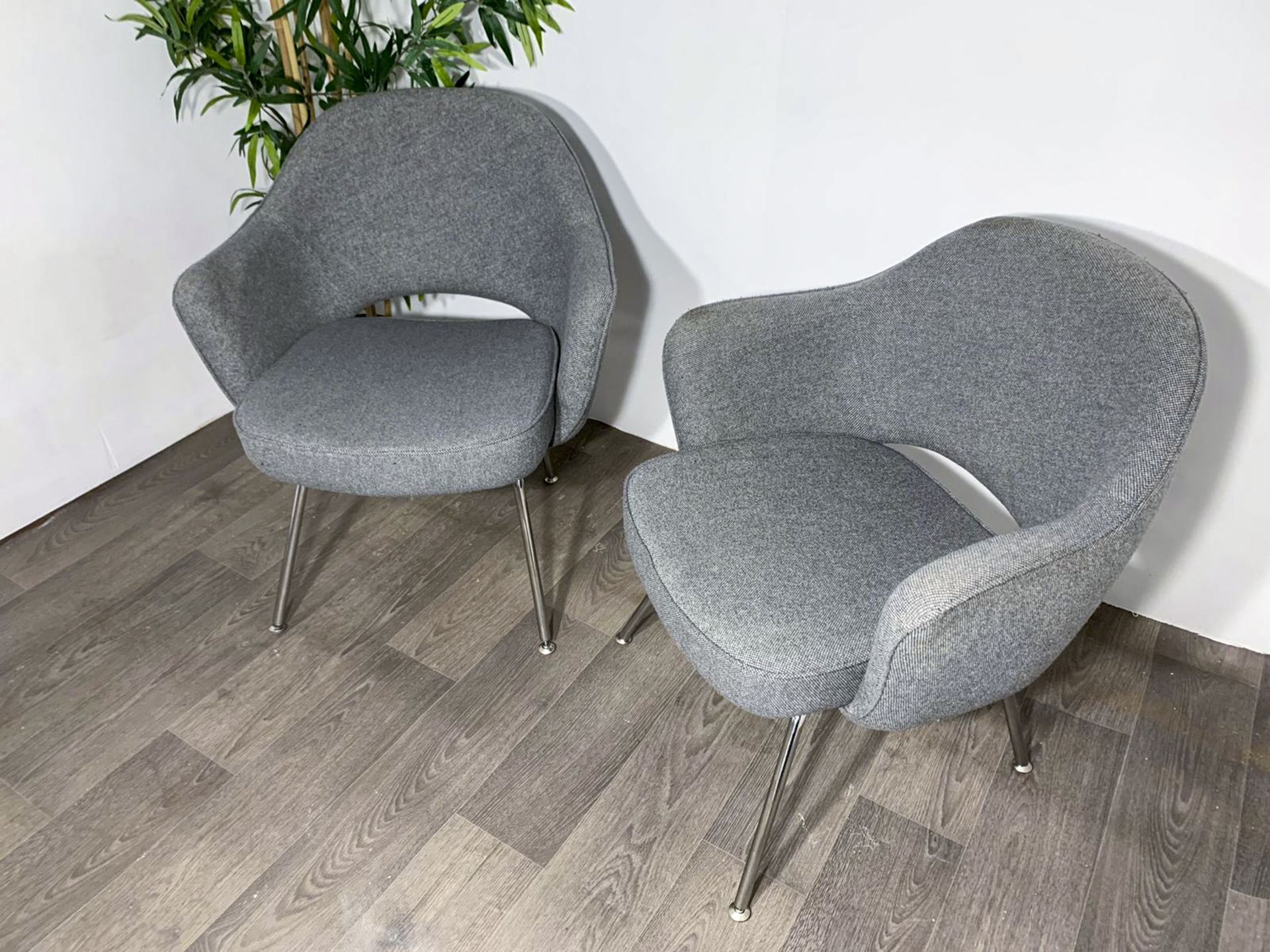 Grey Fabric Commercial Grade Chair with Chrome Legs x2 - Image 7 of 8