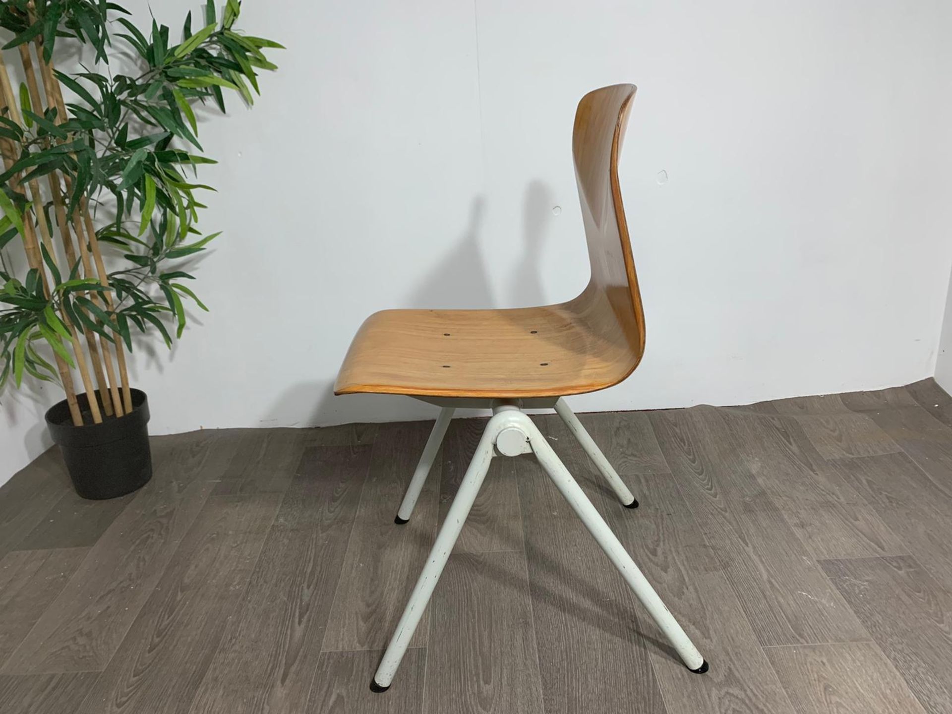 Mid Century Wooden Chair with Steel Legs - Image 5 of 10