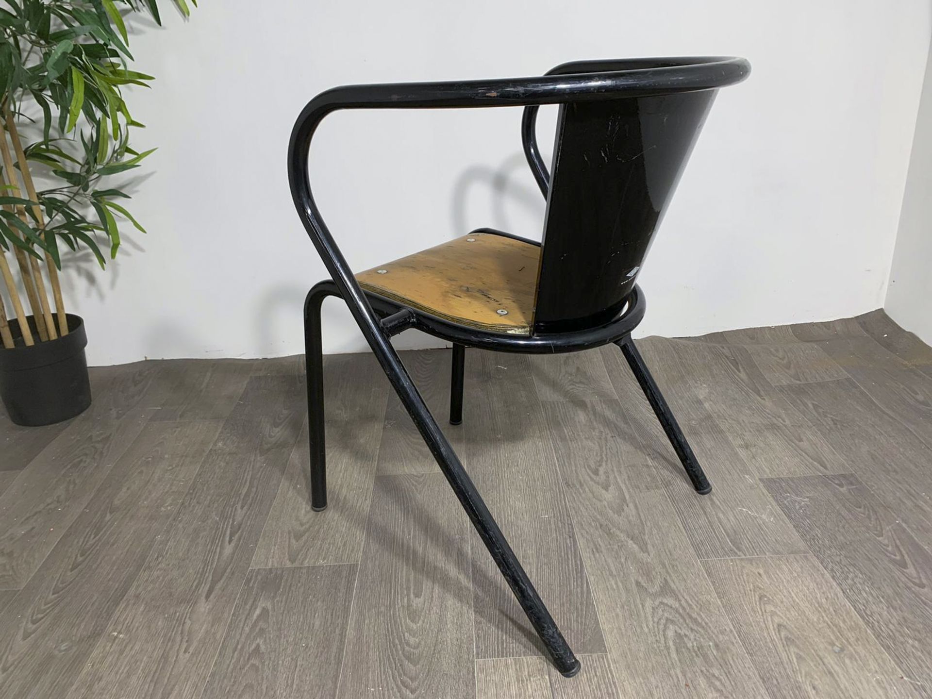 Adico 5008 Black Chair With Wooden Seat - Image 2 of 8