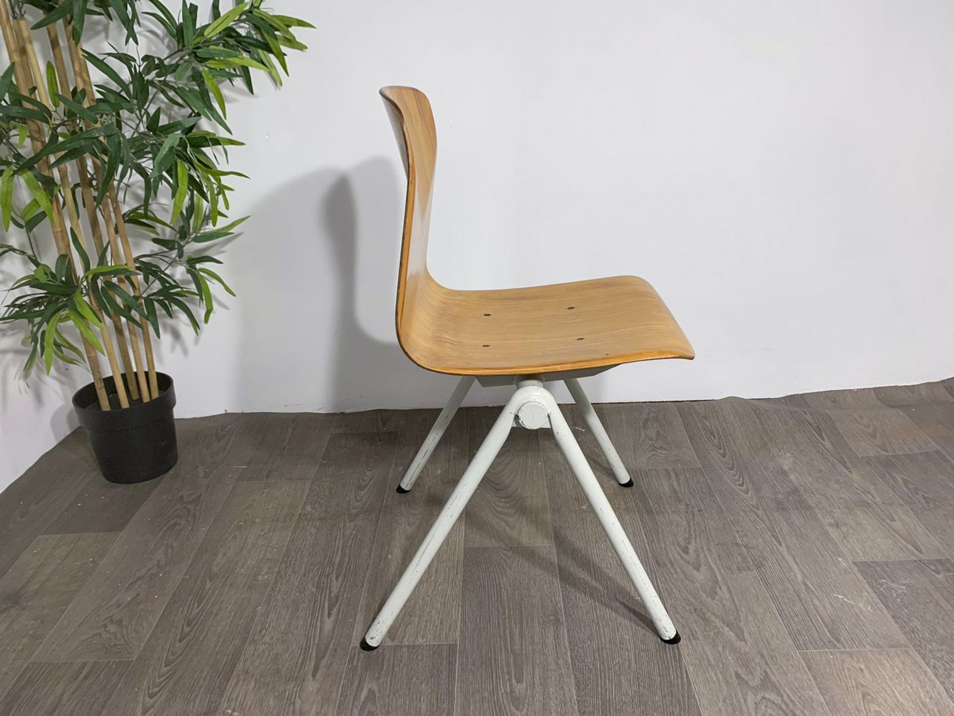 Mid Century Wooden Chair with Steel Legs - Image 5 of 9