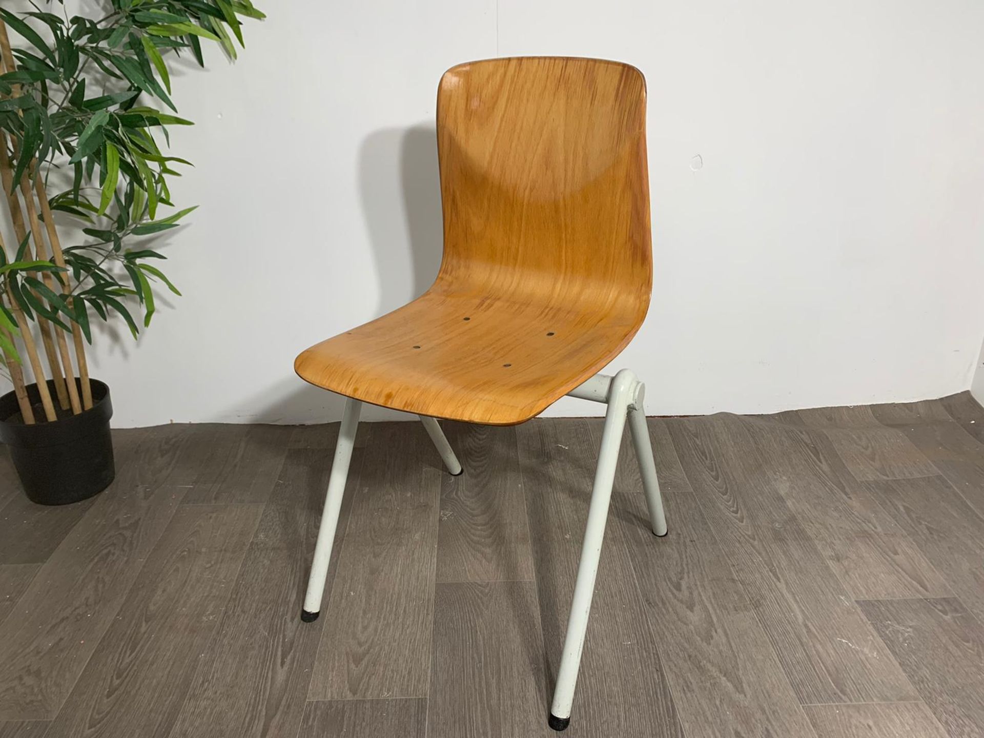 Mid Century Wooden Chair with Steel Legs