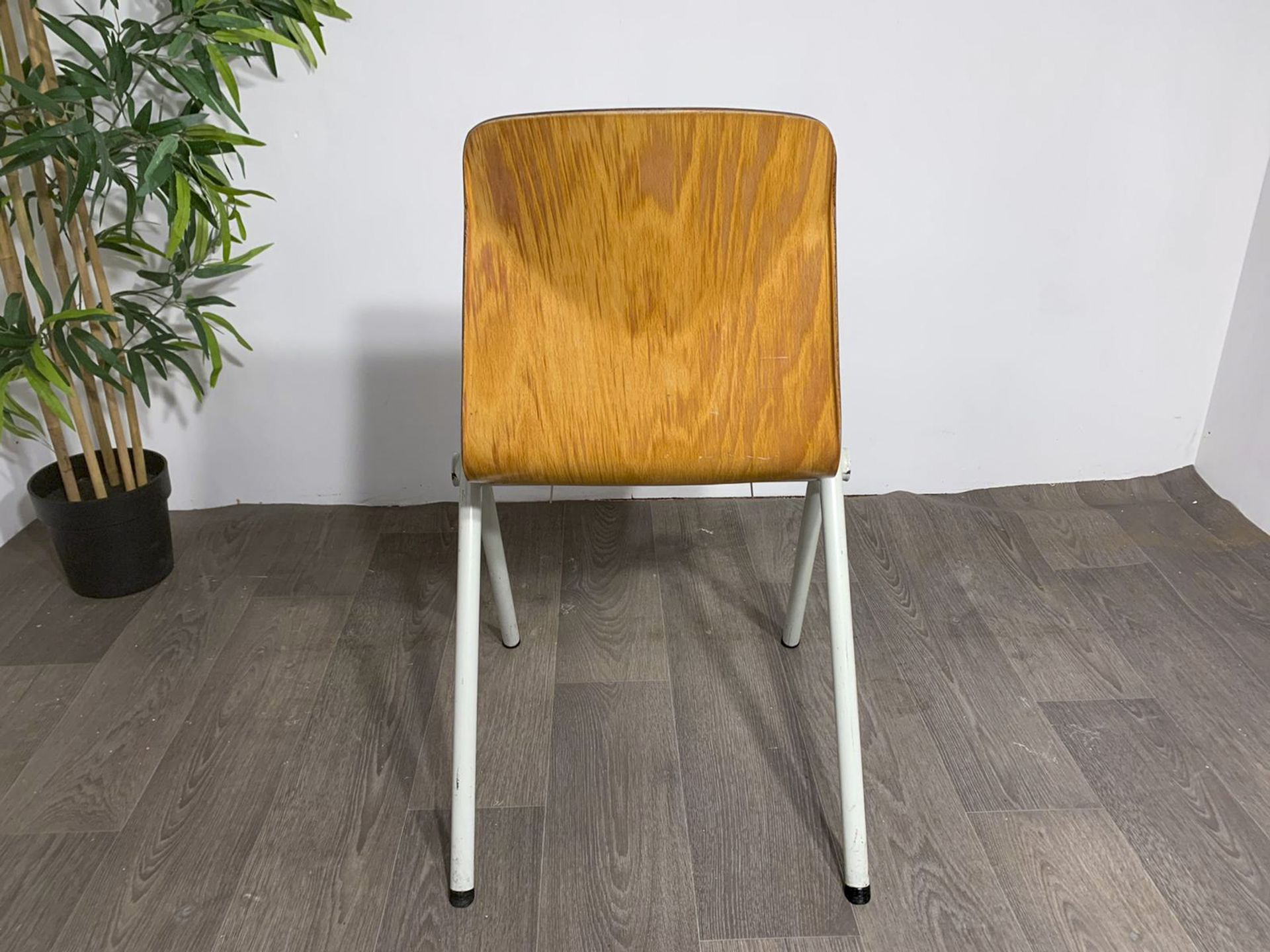 Mid Century Wooden Chair with Steel Legs - Image 4 of 9
