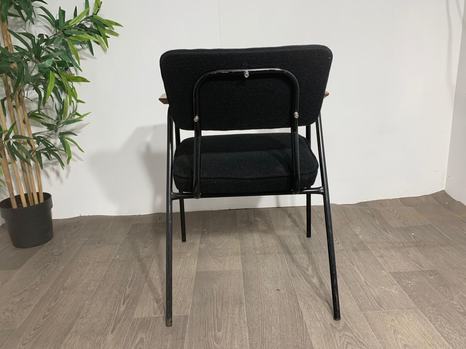 Black Commercial Grade Chair with Wooden Arm Rest - Image 4 of 6