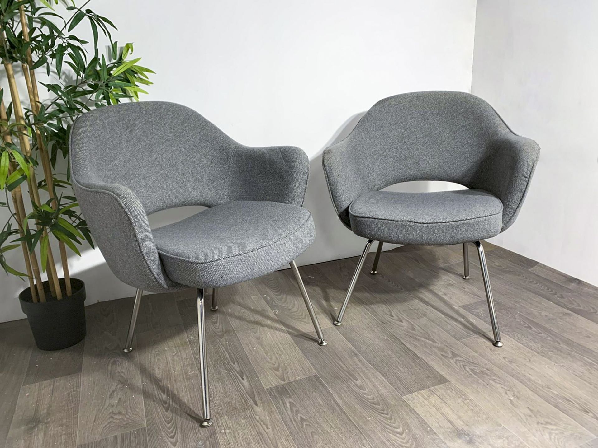 Grey Fabric Commercial Grade Chair with Chrome Legs x2 - Image 6 of 8