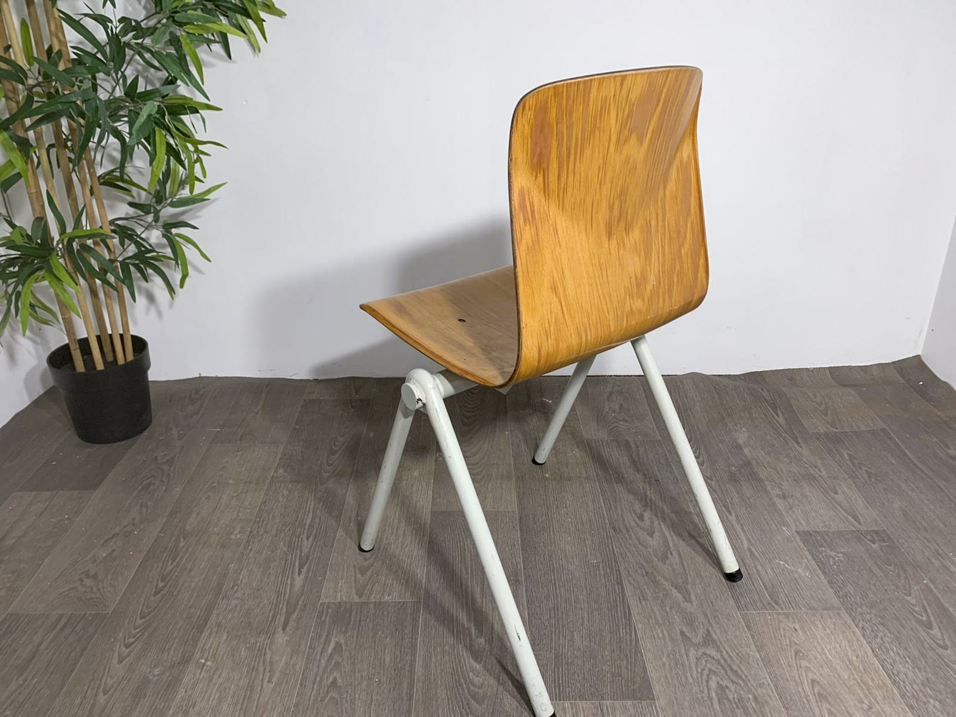 Mid Century Wooden Chair with Steel Legs - Image 3 of 9