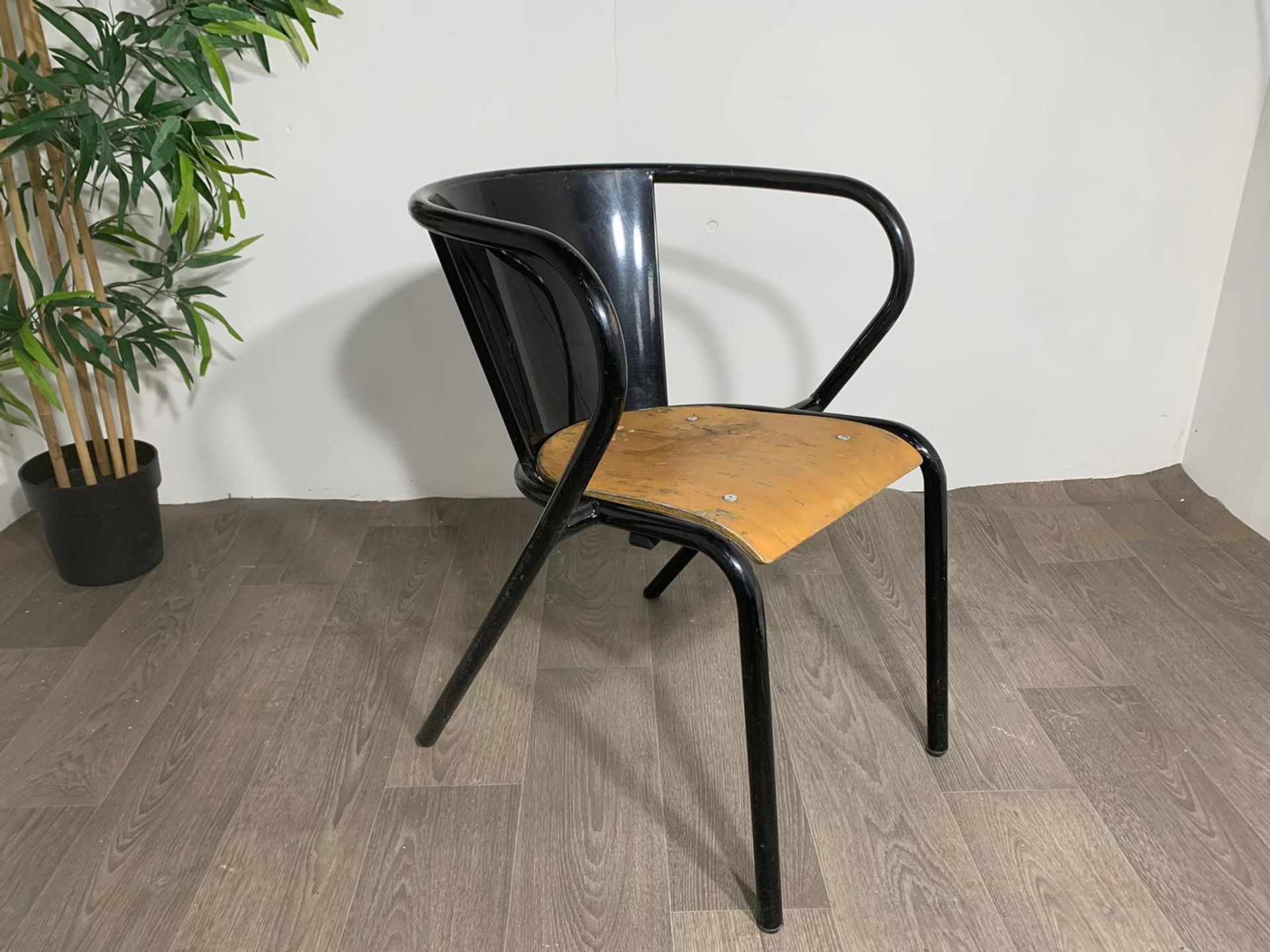 Adico 5008 Black Chair With Wooden Seat - Image 2 of 10