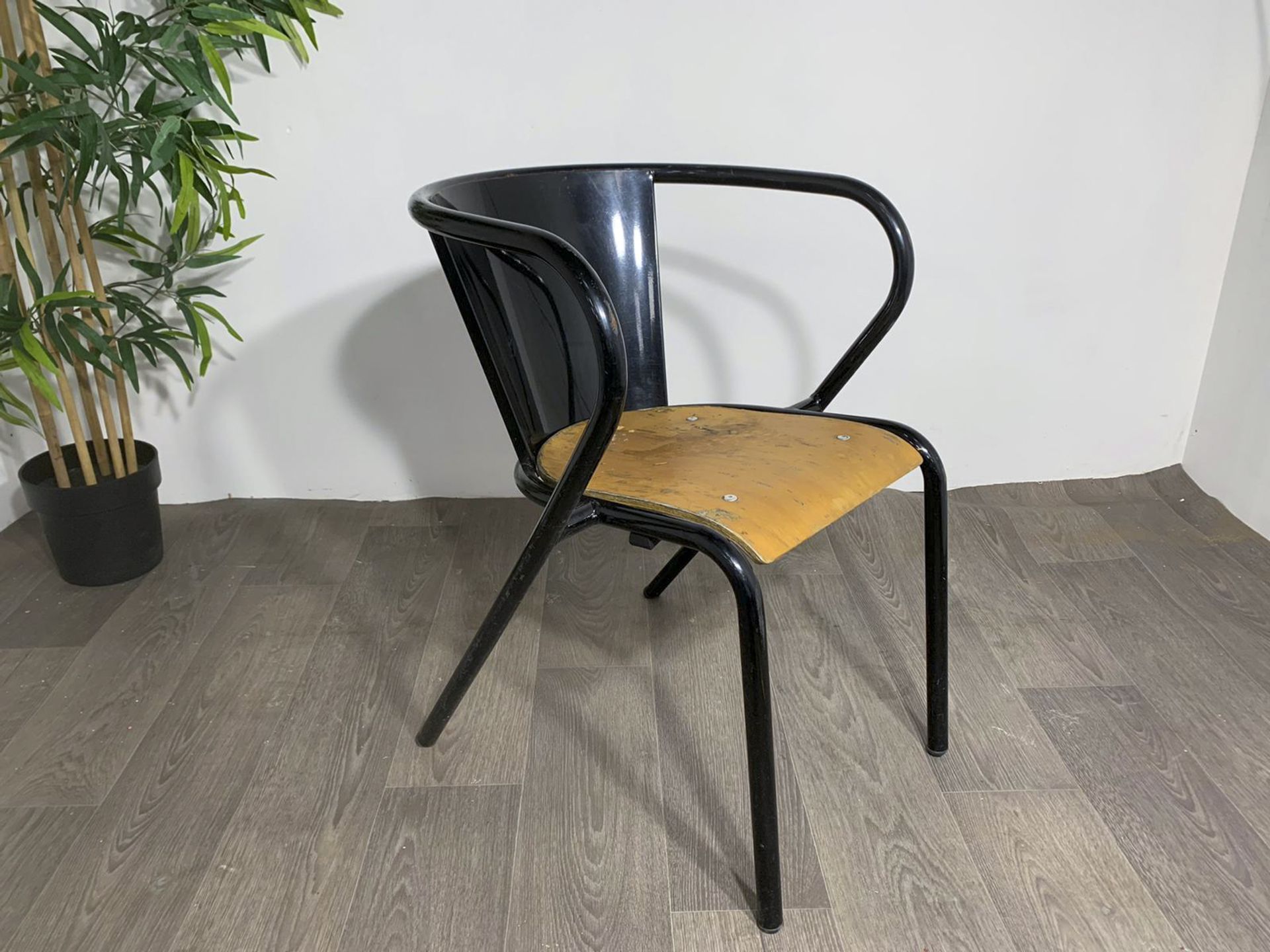 Adico 5008 Black Chair With Wooden Seat - Image 5 of 8