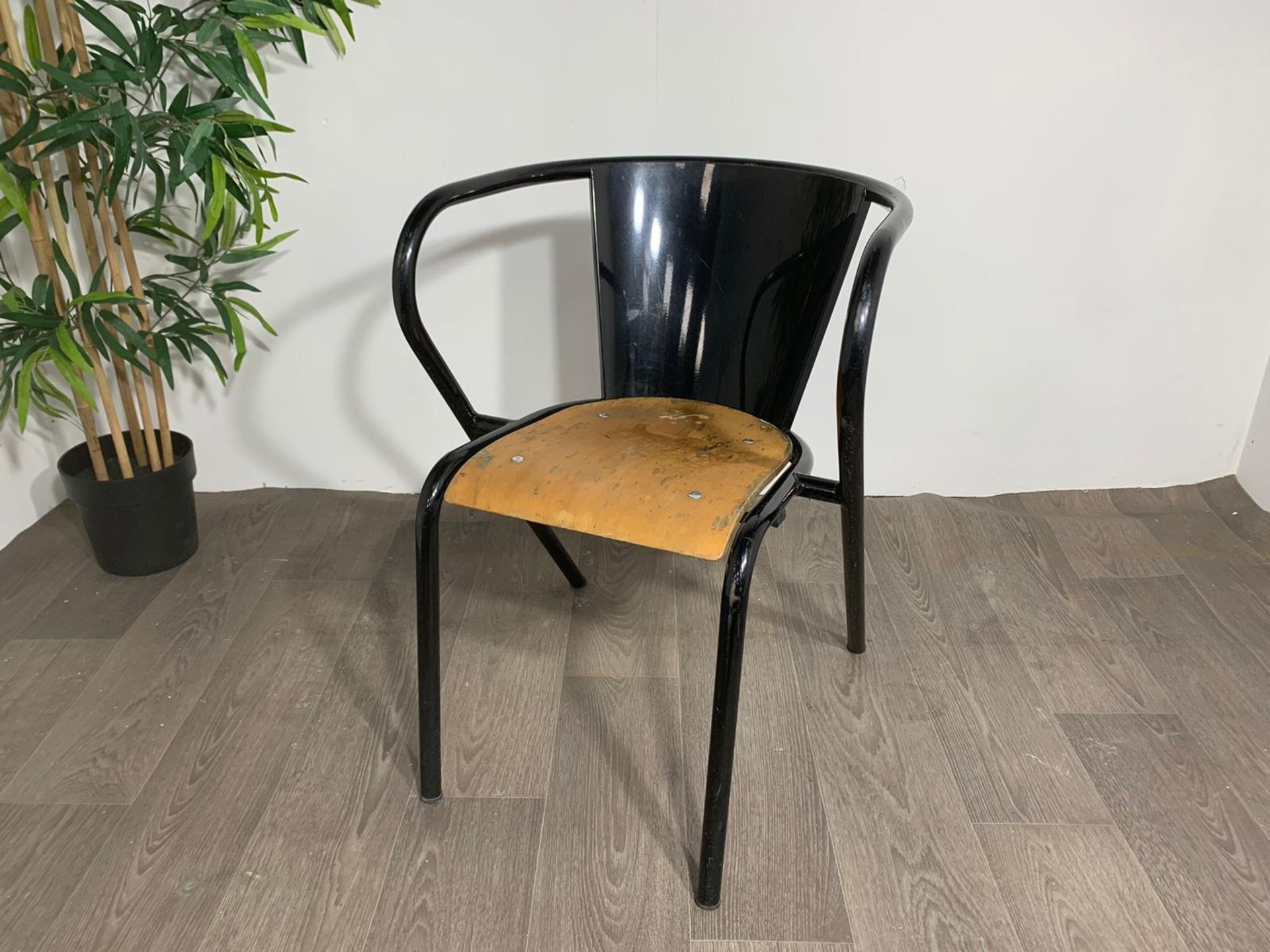 Adico 5008 Black Chair With Wooden Seat