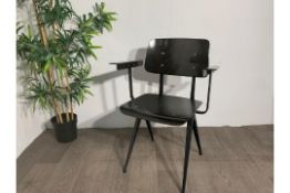 Black Wooden Chair with Armrest