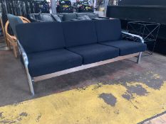 3 Seater Black Commercial Grade Sofa with Chrome Frame