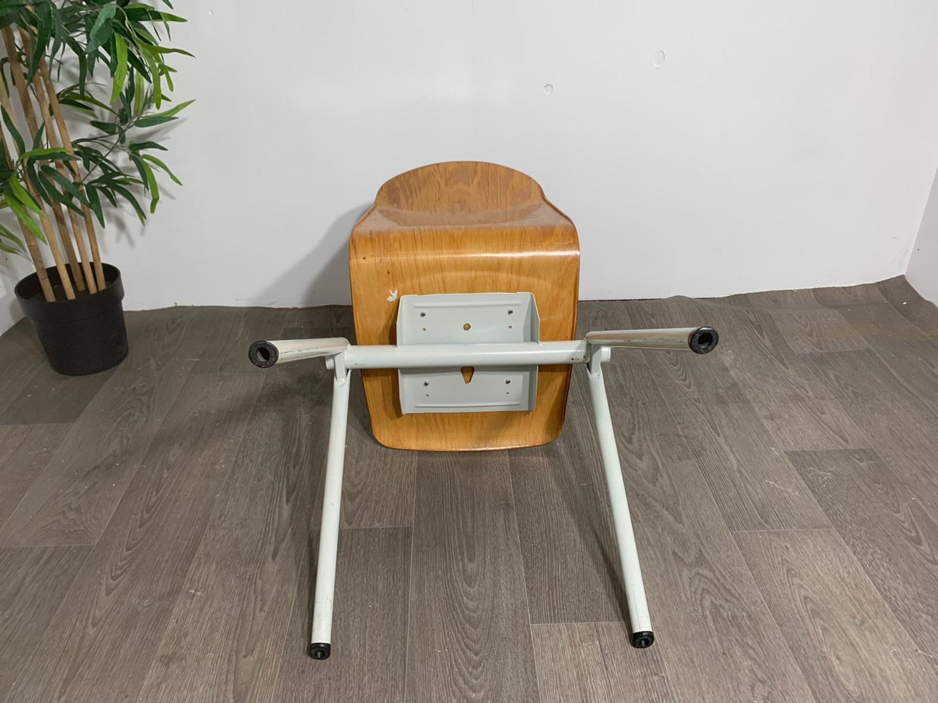 Mid Century Wooden Chair with Steel Legs - Image 6 of 10