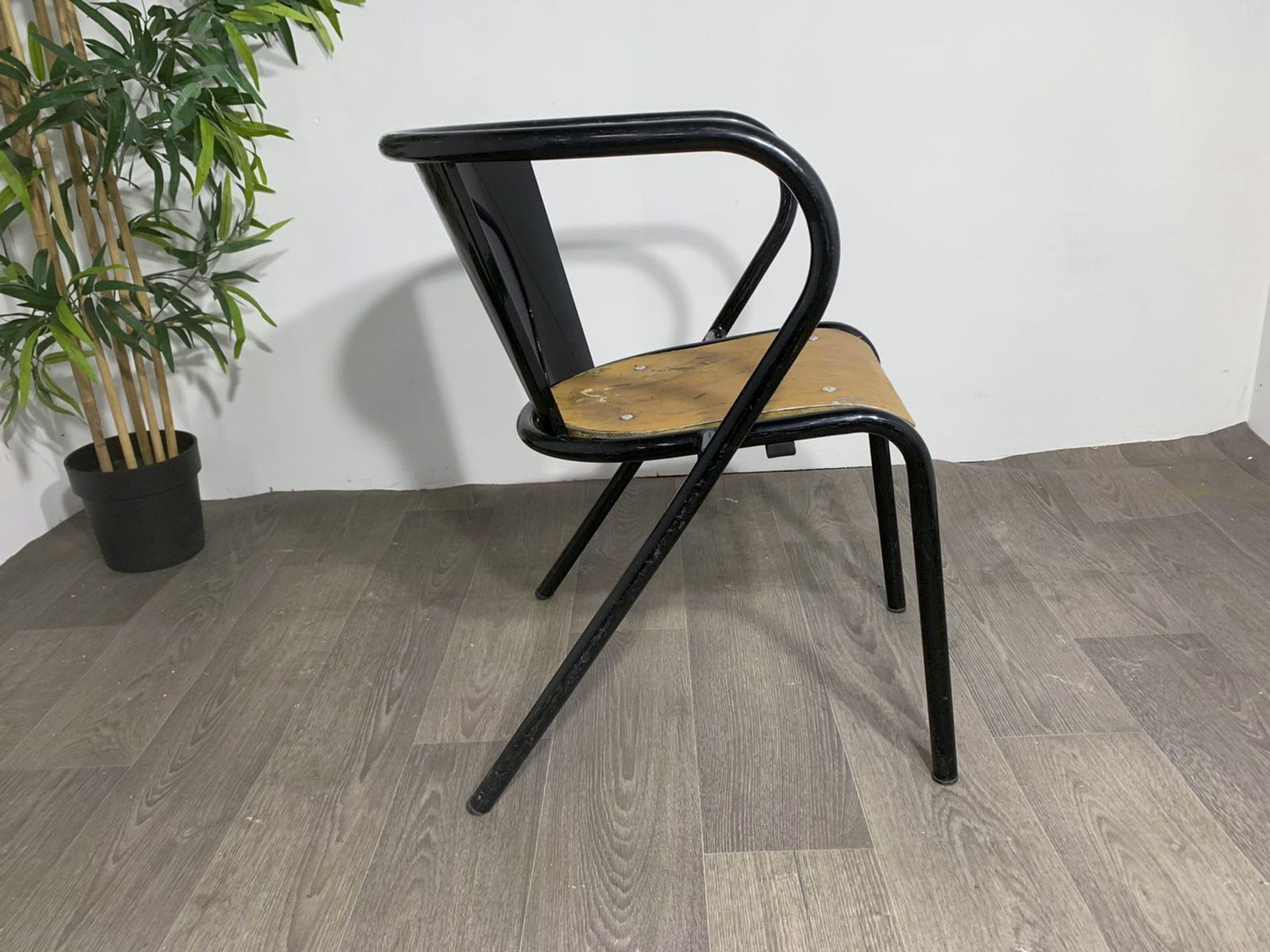 Adico 5008 Black Chair With Wooden Seat - Image 4 of 8
