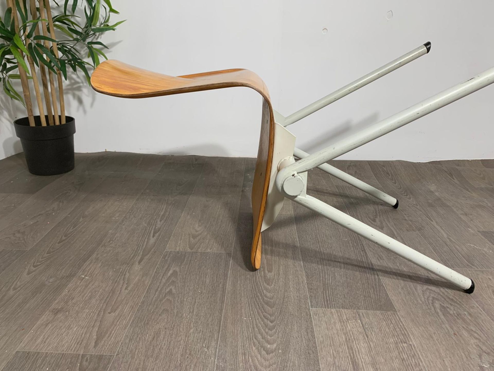 Mid Century Wooden Chair with Steel Legs - Image 7 of 10