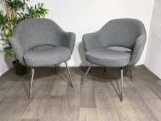 Grey Fabric Commercial Grade Chair with Chrome Legs x2