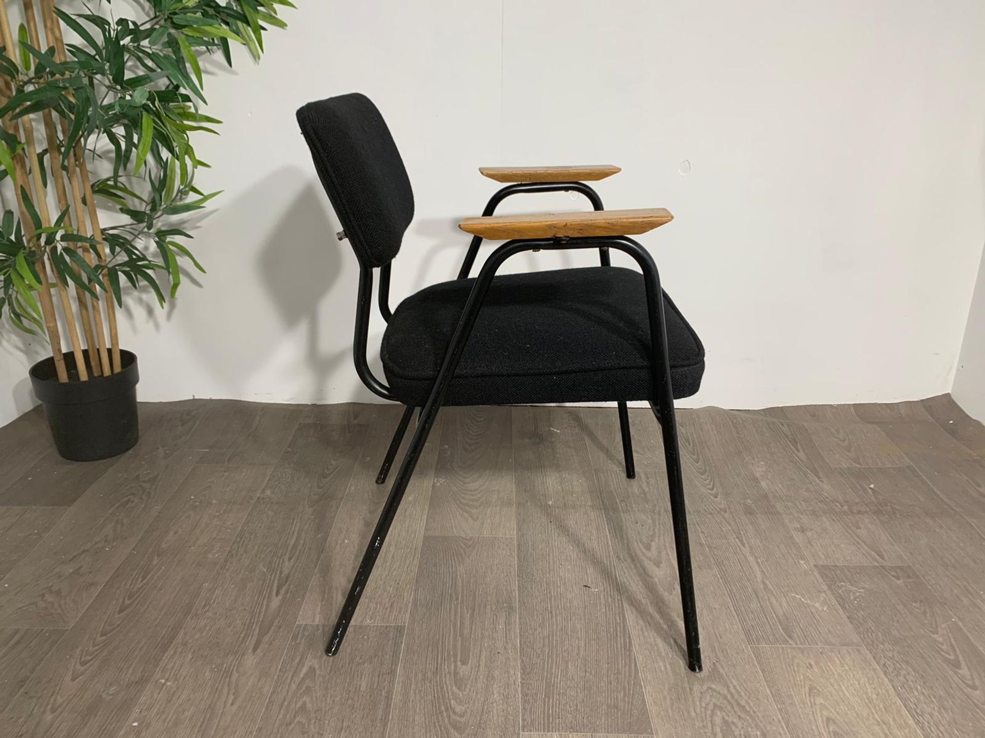 Black Commercial Grade Chair with Wooden Arm Rest - Image 3 of 6