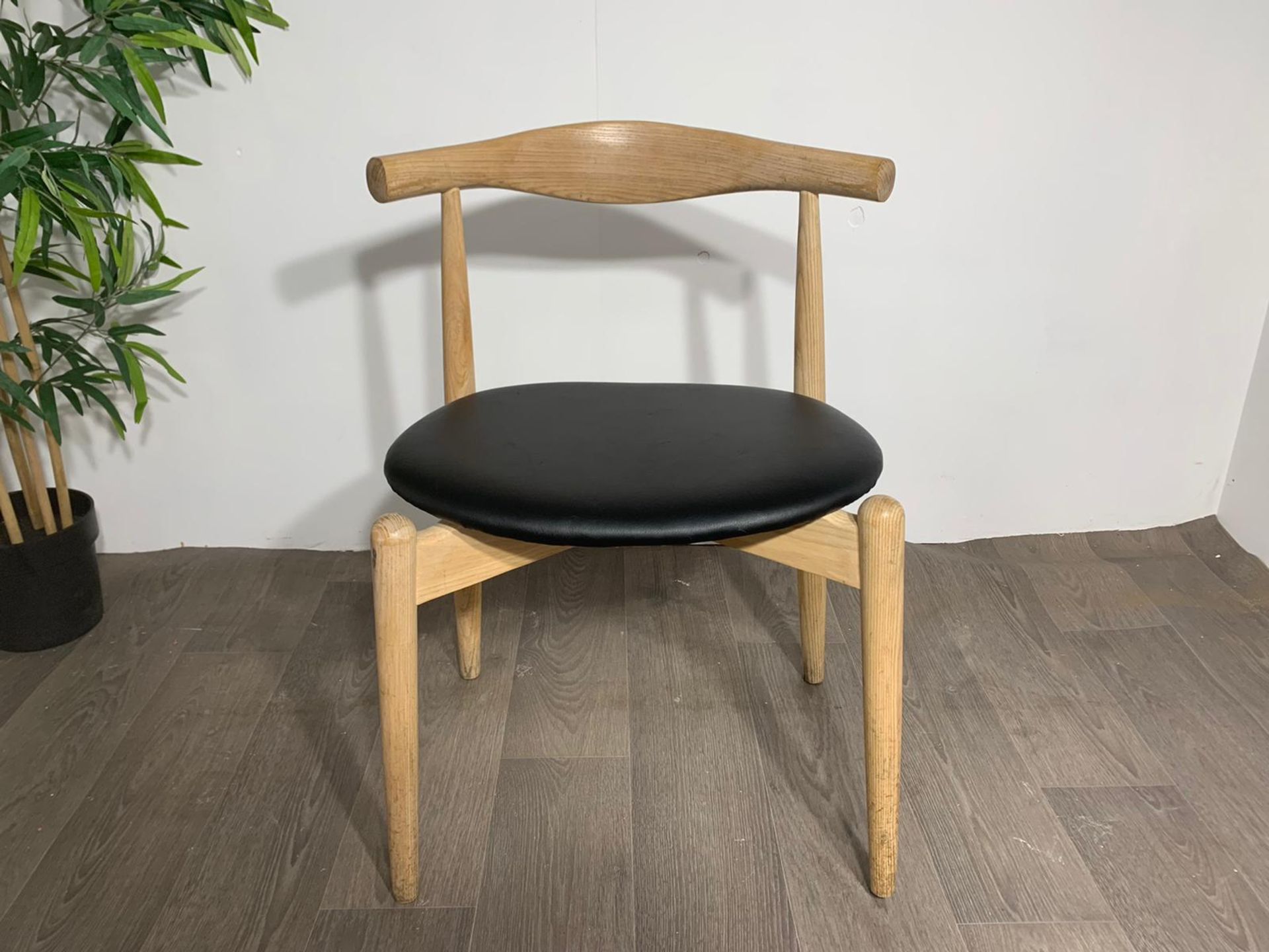 Wooden Chair with Leather Paded Seat - Image 3 of 7